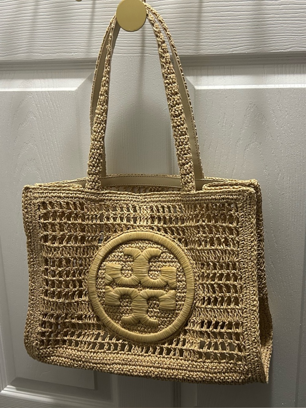Tory Burch Natural Woven Logo Tote